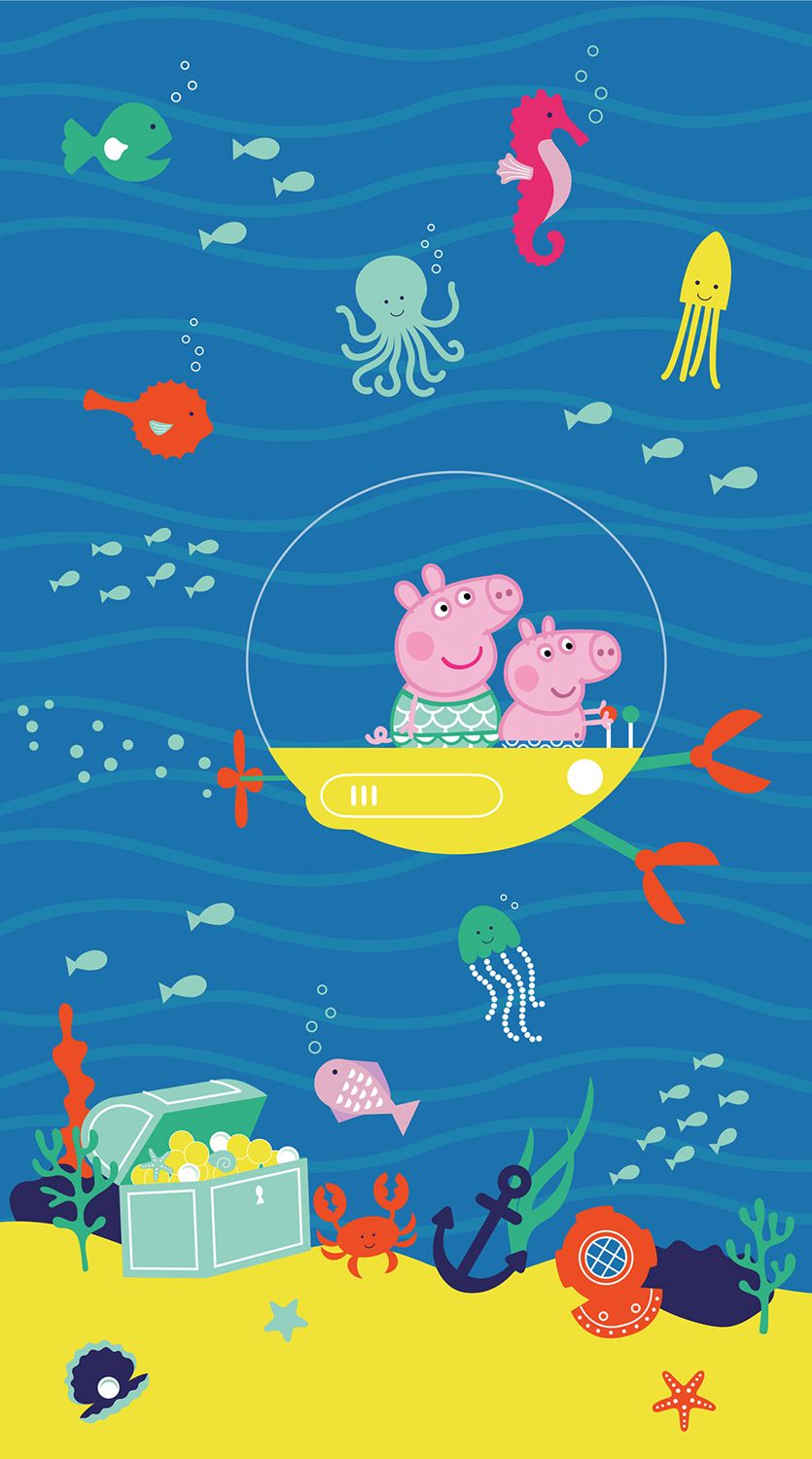 Fotomural peppa pig azul y amarillo - 1,5 x 2,7 m - sanders & sanders