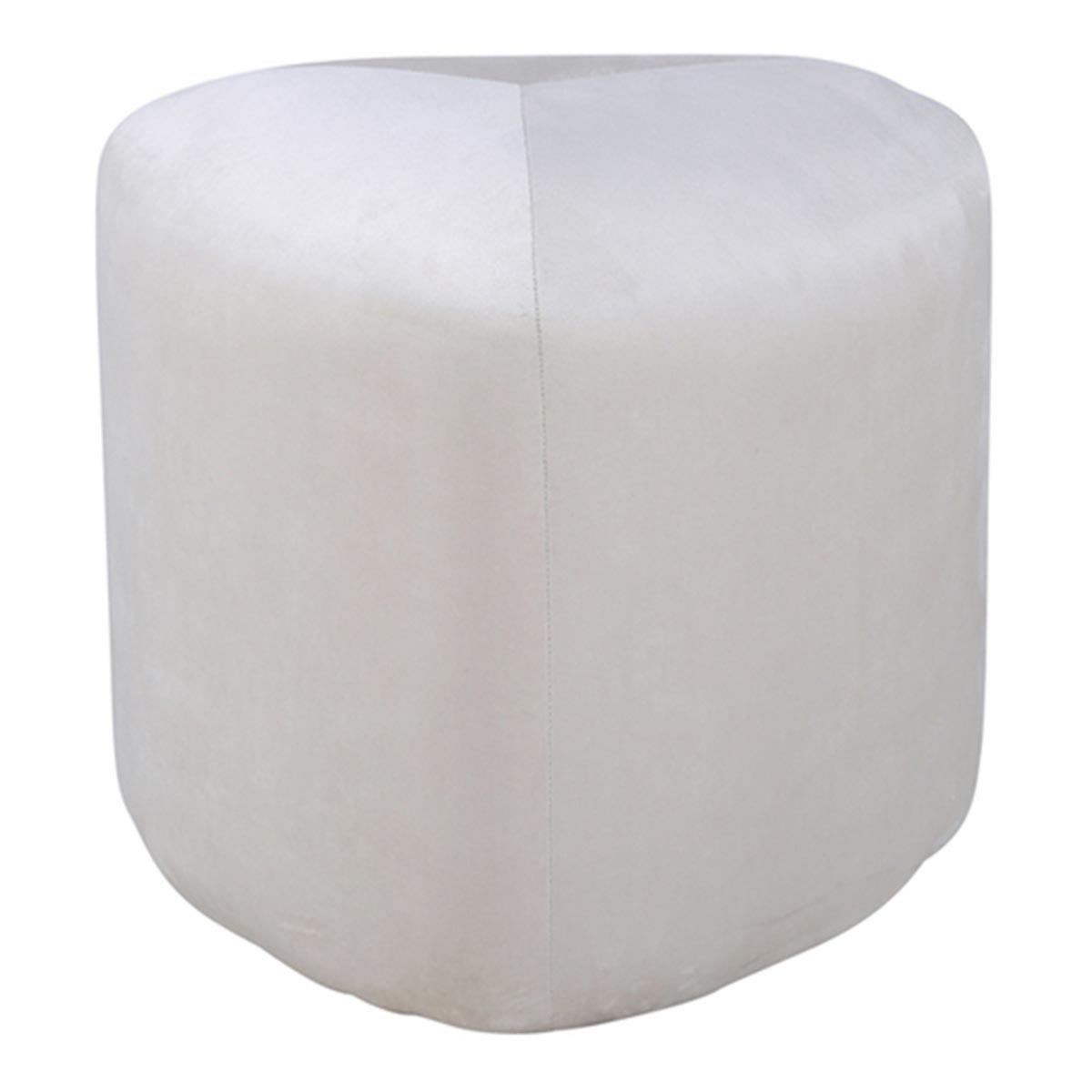 Peg puf, podnóżkiem Ø46cm welur biały.