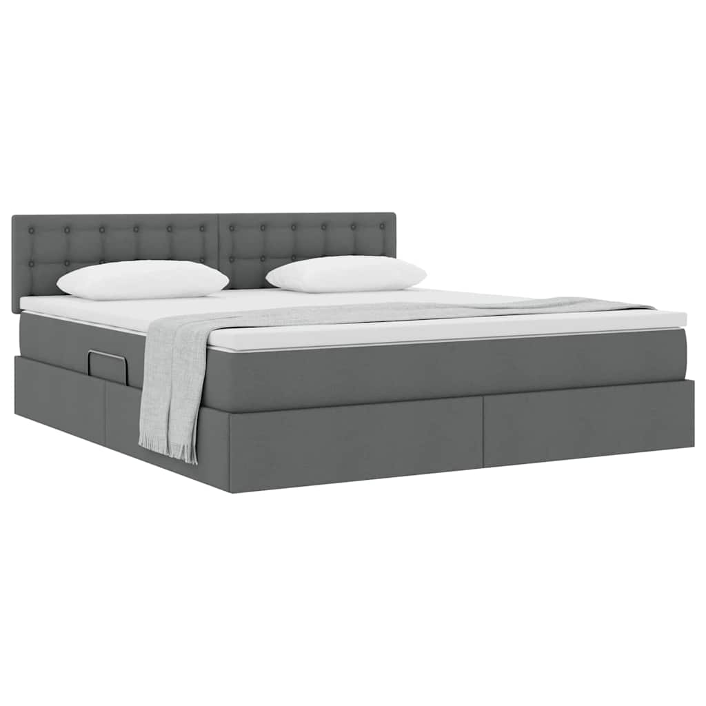 Lit avec rangement et matelas Gris foncé 160 x 200 cm Velours - 3