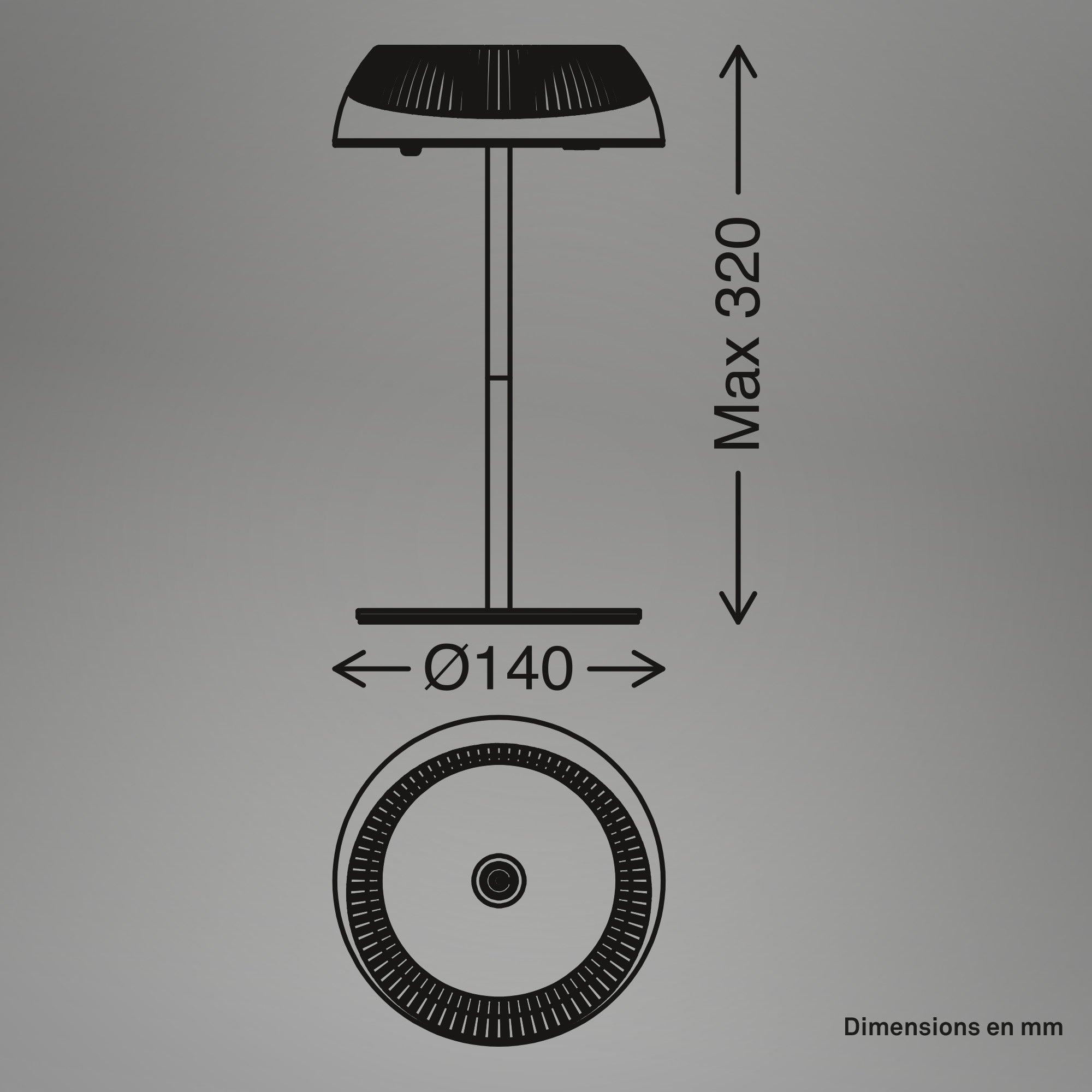 Lampe de table LED - German Design Award - Sans fil - Tactile - Ø14x32cm - Blanc chaud - 2W, 200lm - Briloner - 9