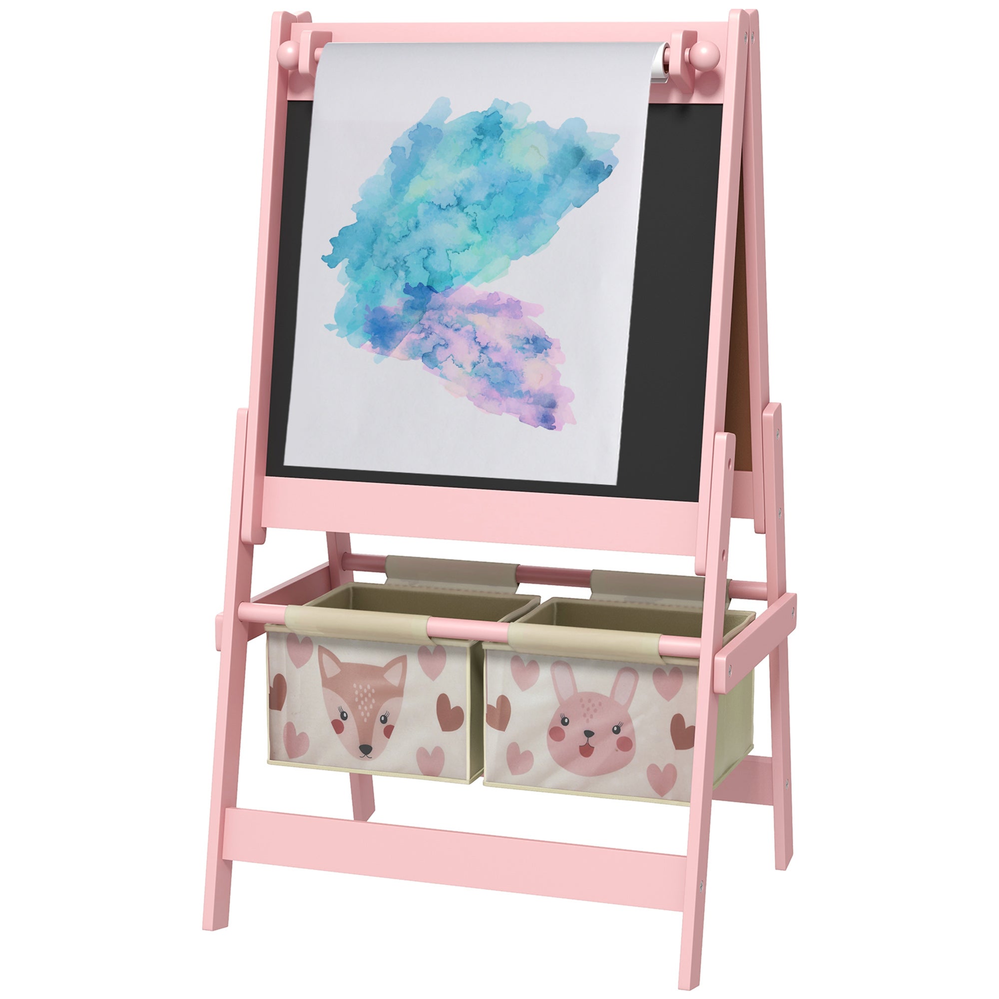 Caballete Infantil Reversible con Silla Caballete de Pintura Ajustable con Pizarra de Tiza Pizarra Blanca Porta Papel Barras Gris