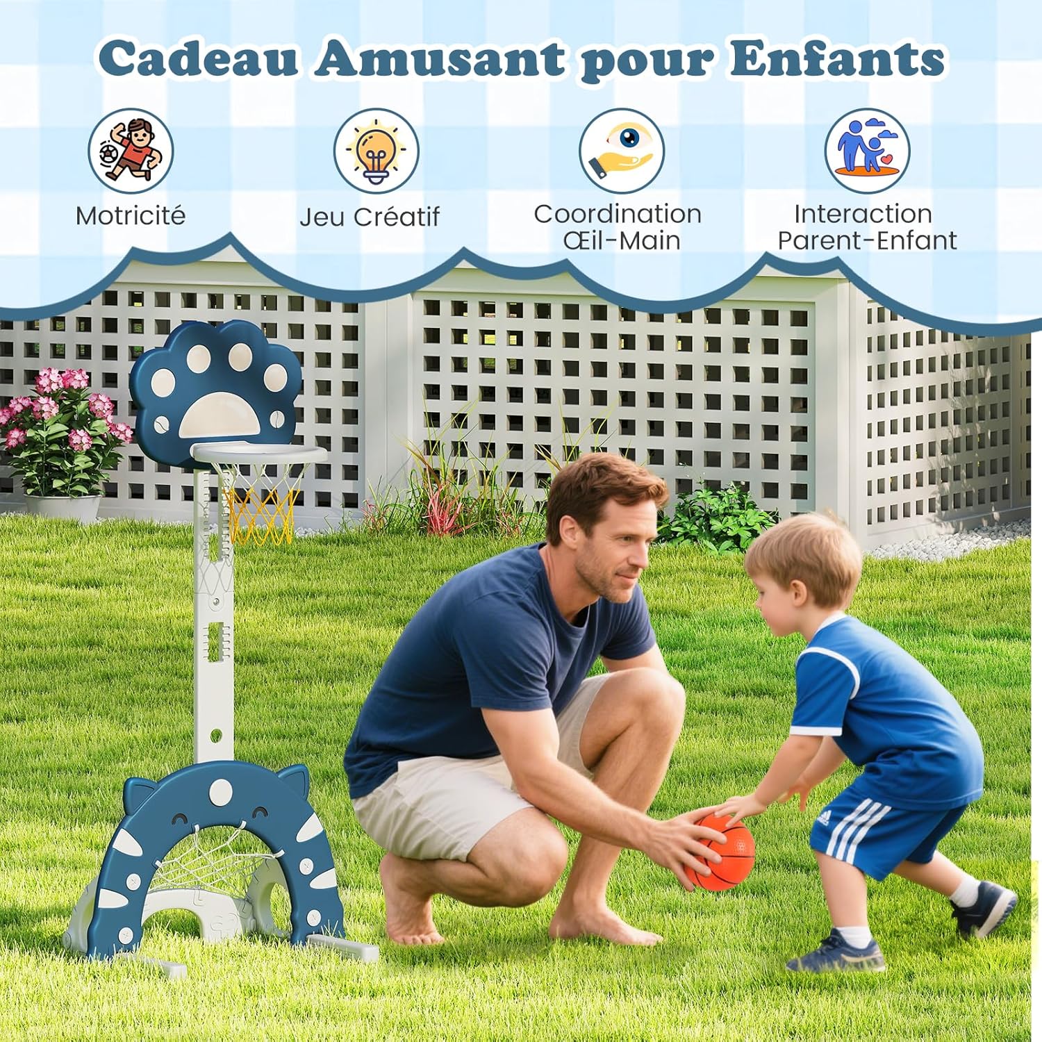 DREAMADE Ensemble Panier de Basket 3-en 1 pour Enfant 2Ans+ avec
