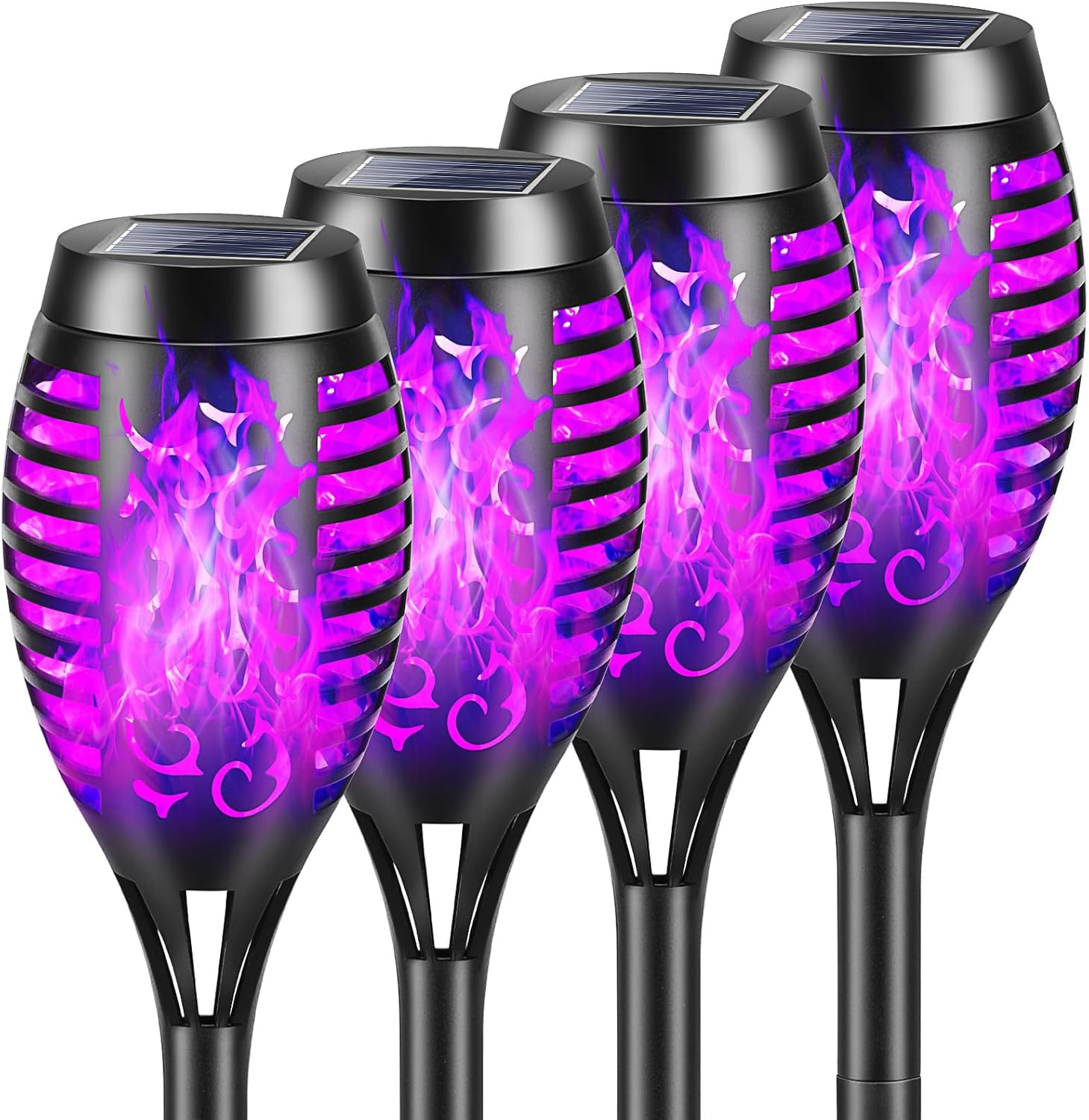 Lampe Torche Solaire Extérieure 4pcs 12LED IP65 Étanche, Flamme ...