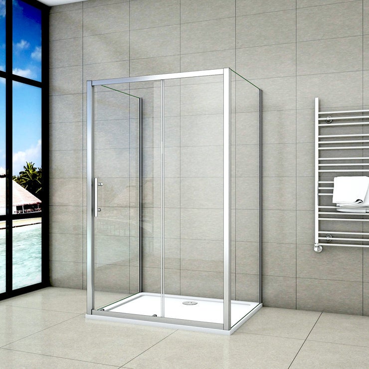 Cabine De Douche En Forme U 110x70x70x190cm Une Porte De Douche Coulissante + 2 Parois Latérales - 2