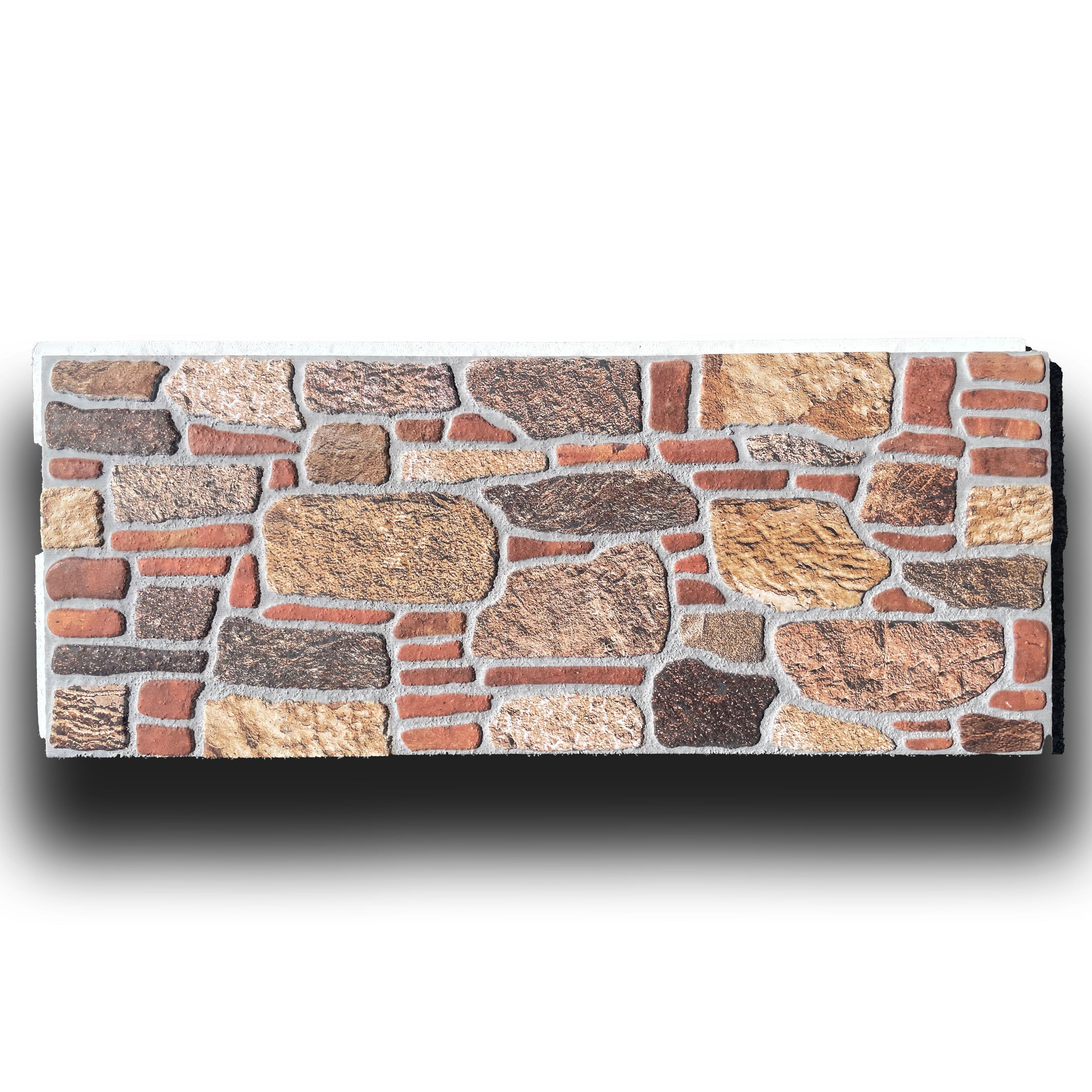Panneau isolant extérieur-intérieur en polystyrène et pierre mixte 120x50cm épaisseur 4cm 