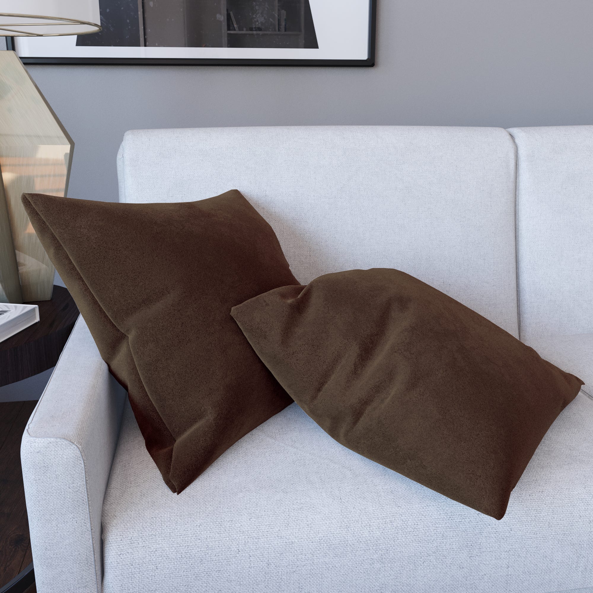 Set 2 Federe Cuscini Velluto Morbido Resistente Copricuscini Divano Poltrona Soggiorno Design Moderno Elegante Cerniera Invisibile 45x45 cm Cioccolato Set 2 Federe Cuscini Velluto Morbido Resistente Copricuscini Divano Poltrona Soggiorno Design Moderno Elegante Cerniera Invisibile 45x45 cm Cioccolato