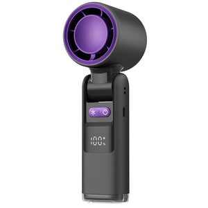 Ventilateur Portable Poche Avec Écran LED - 100 Vitesses, Batterie Rechargeable, Boîtier Métal (Gris)