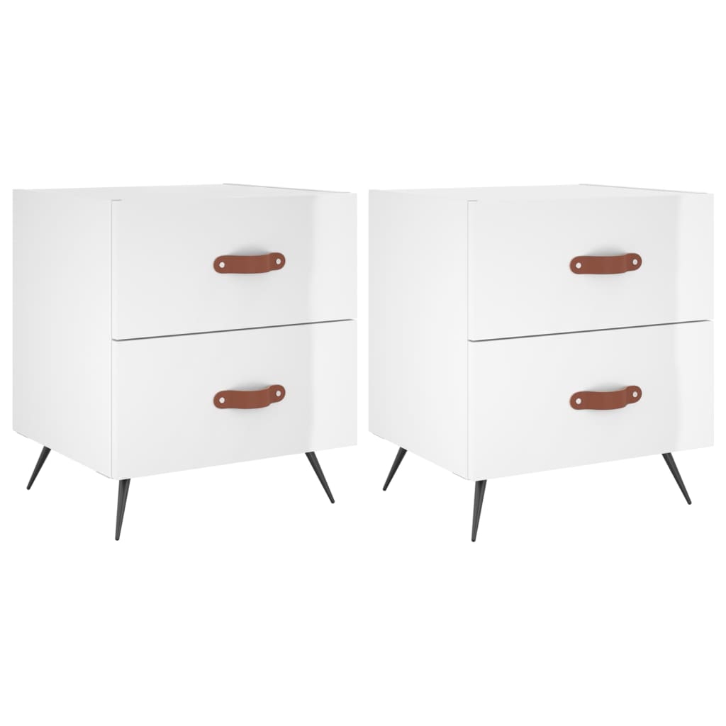 Lot De 2 Tables De Chevet,Table D'appoint, Table De Nuit Pour Salon Chambre Blanc 40x35x47 5 Cm Bois Ingenierie301184 90649089