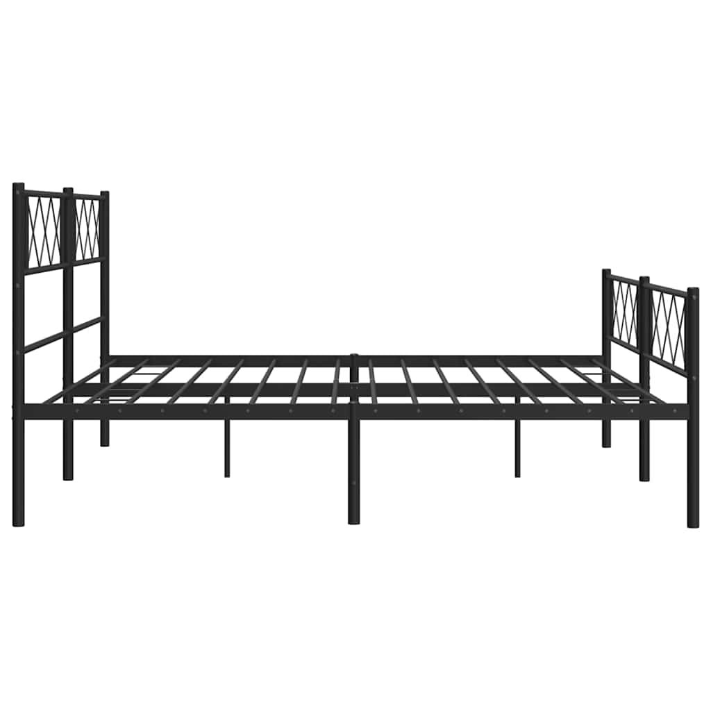 Estructura de cama sin colchón con estribo, de metal negro, para dormitorio, 193 × 203 cm - 7