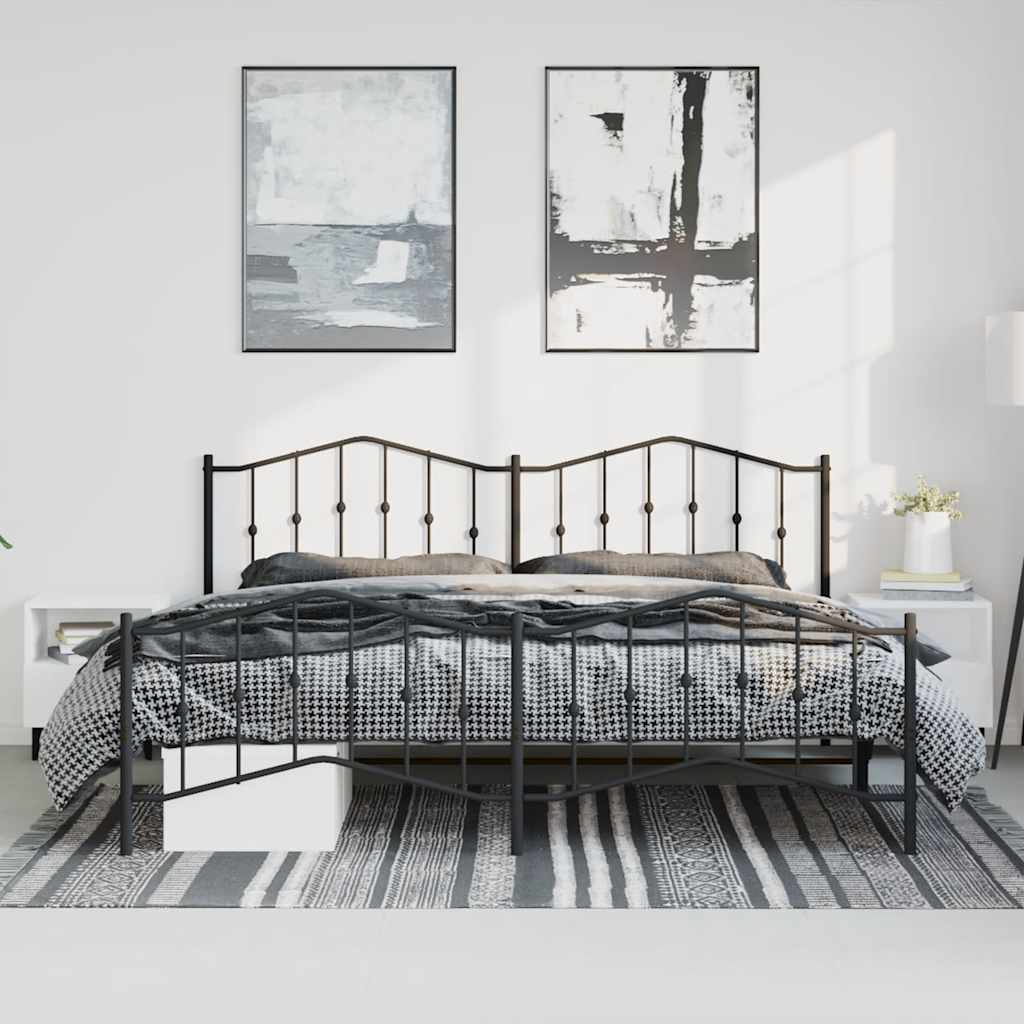 Estructura cama sin colchón con estribo metal negro 193x203 cm vidaXL - 4