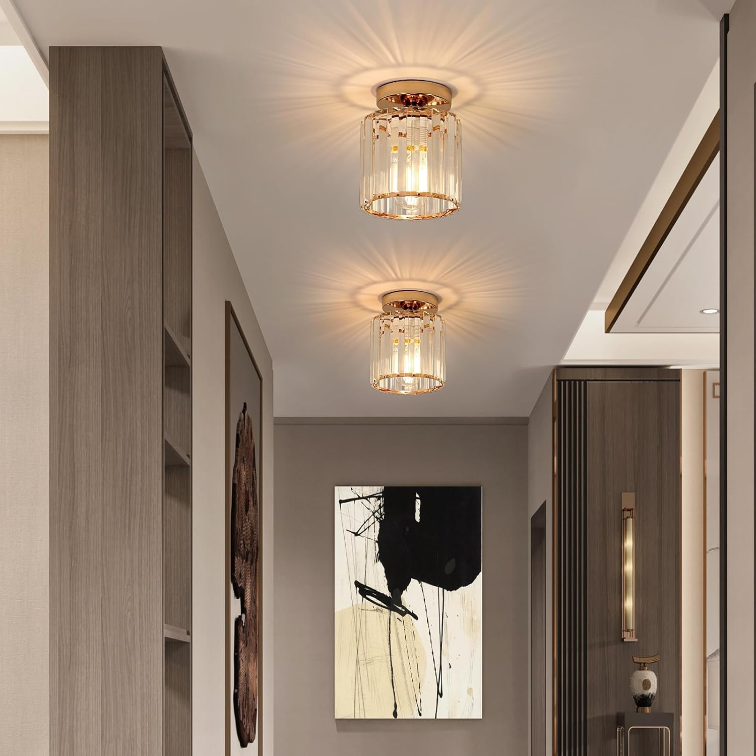 Plafoniera in cristallo - Plafoniera da semi-incasso, Lampadario moderno, Plafoniera per cucina, camera da letto, ingresso, 3 temperature di colore | Leroy Merlin