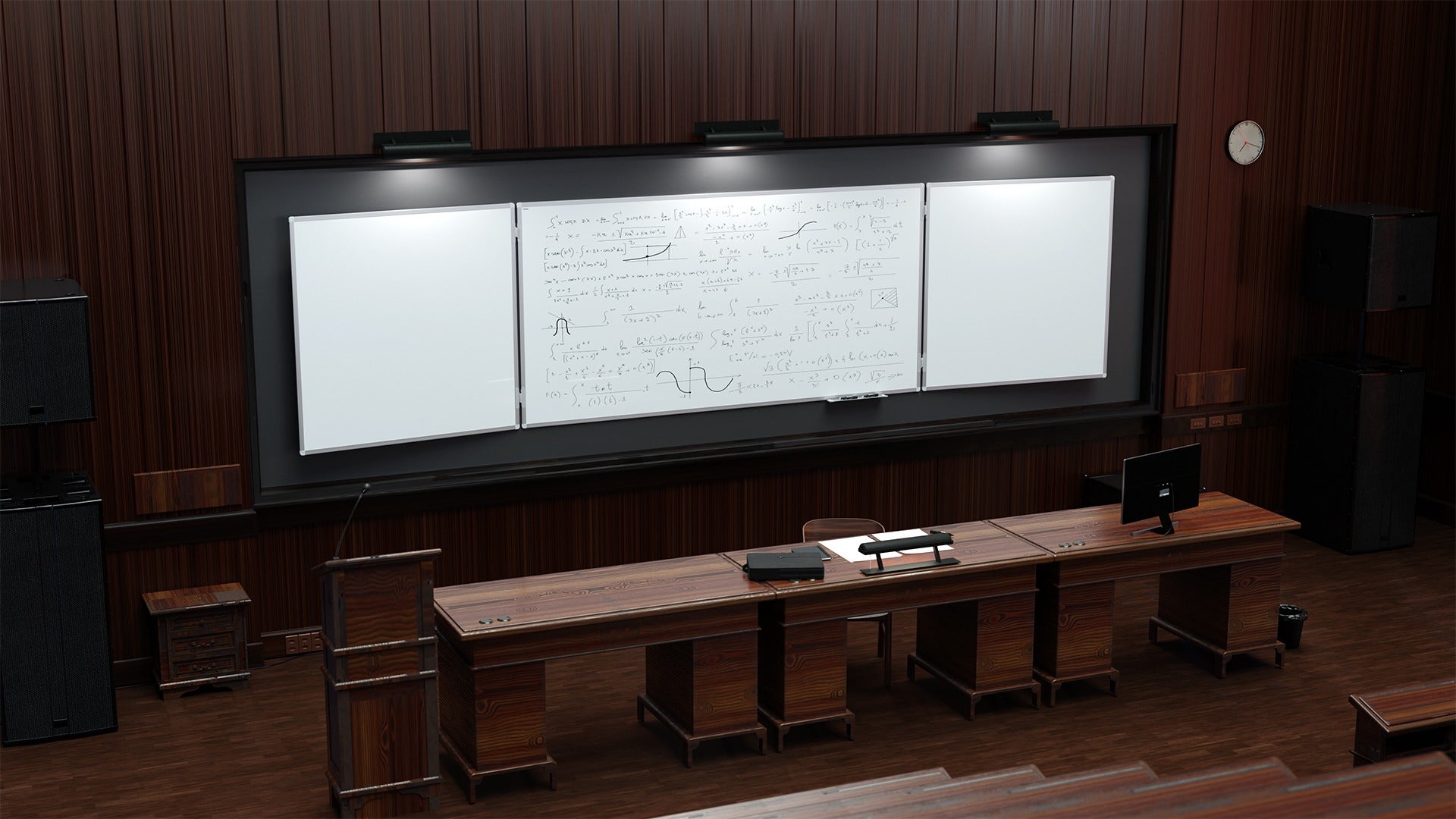 Tableau Blanc Scolaire Type Triptyque avec Cadre en Aluminium 120x90cm//240cm - 3