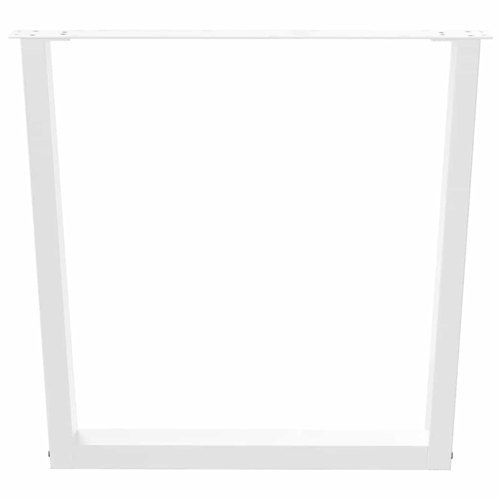 Maison Exclusive - Pieds de table à manger en forme de V, 2 pièces, blanc, 90 x (72-73,3) cm, acier - 5