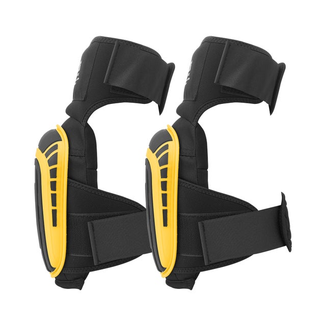 Genouillères de travail SucceBuy antidérapantes gel, protection robuste ajustable 2 sangles, hommes femmes, toiture, jardinage, pose sol, jaune noir