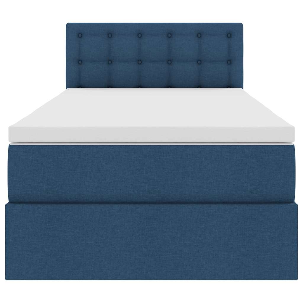 Lit avec rangement et matelas, bleu, en velours, pour la chambre, 100 × 200 cm - 7