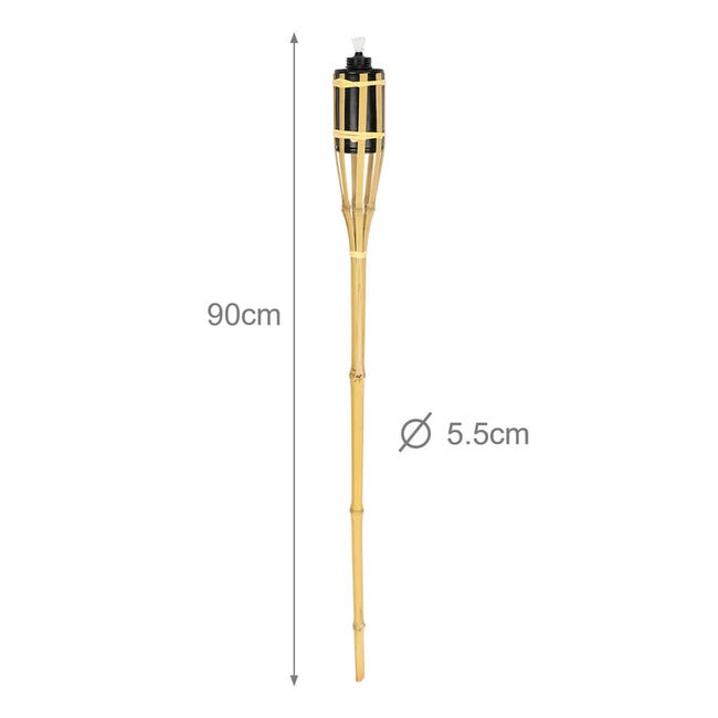 Torches De Jardin En Bambou Naturel 90cm - Lot De 12 Pour Éclairage Extérieur Chaleureux Et Ambiance Magique
