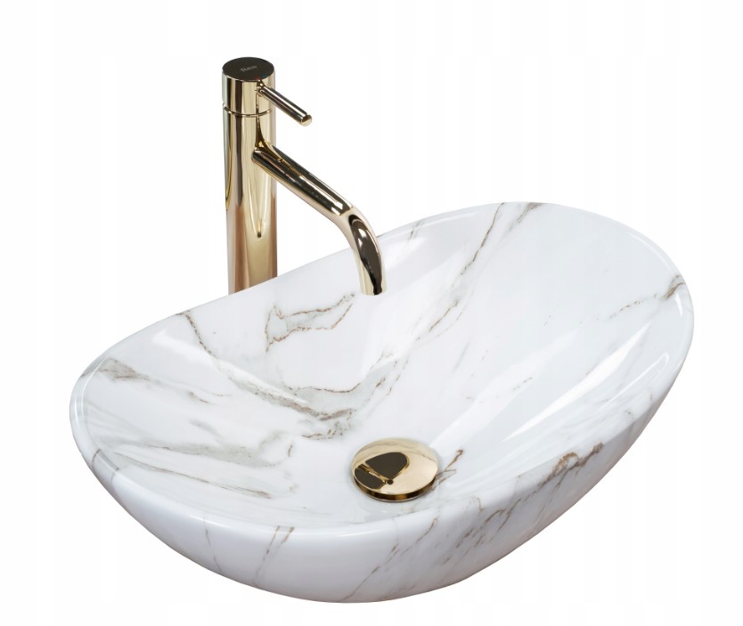 Umywalka Nablatowa Rea Royal Mini Shiny Aiax Biały 47 X 30