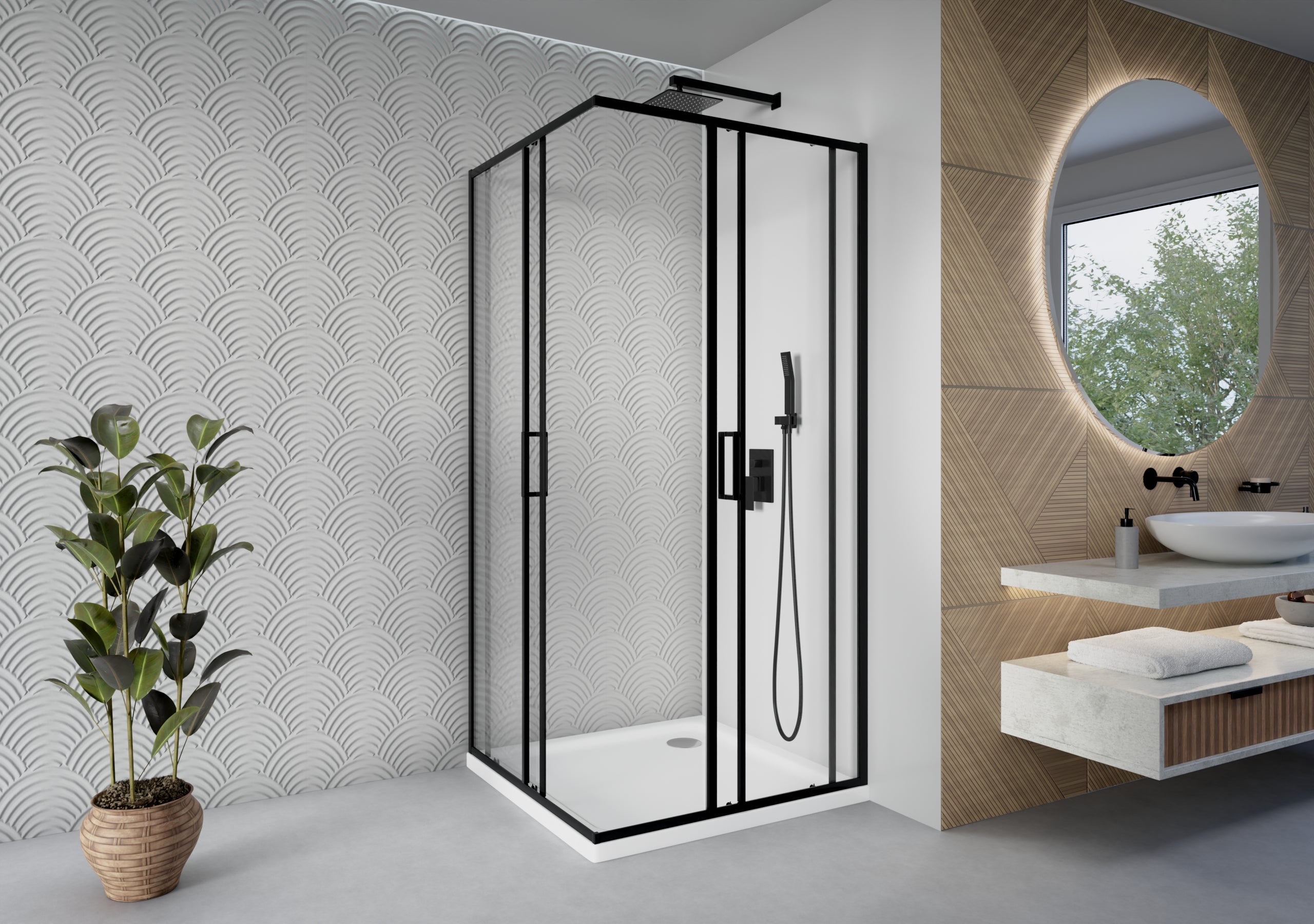 Kabina prysznicowa FERMI kwadratowa 70x70cm czarna SEVANTE - 4