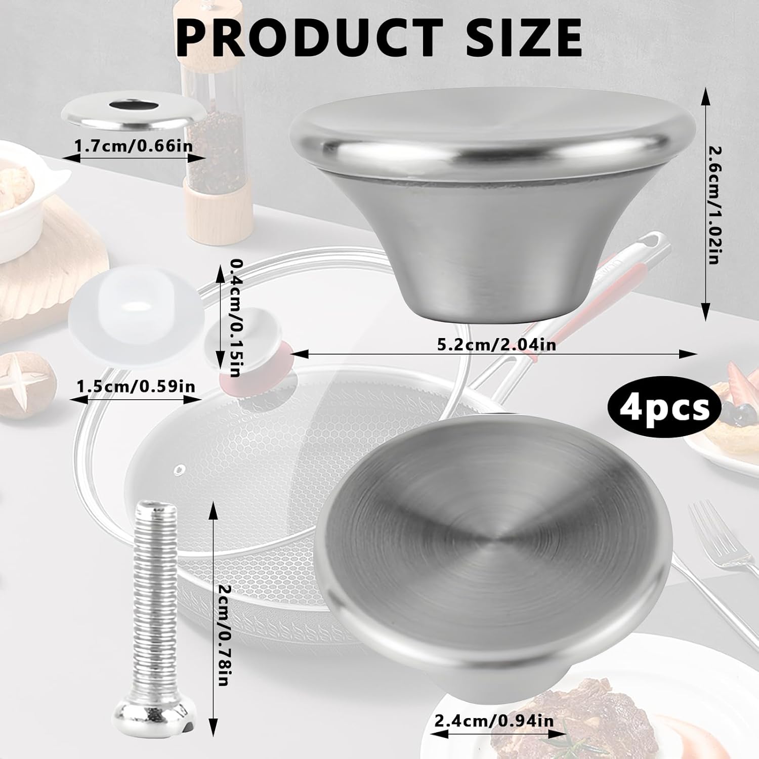 Pentole Amc Set 4 Pomelli Universali Ricambio Per Coperchi Pentole - Maniglie Sicurezza In Acciaio Inox Manopole Coperchio Pentola Con Viti