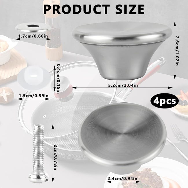 Pentole Amc Set 4 Pomelli Universali Ricambio Per Coperchi Pentole - Maniglie Sicurezza In Acciaio Inox Manopole Coperchio Pentola Con Viti Pentole Amc Set 4 Pomelli Universali Ricambio Per Coperchi Pentole - Maniglie Sicurezza In Acciaio Inox Manopole Coperchio Pentola Con Viti