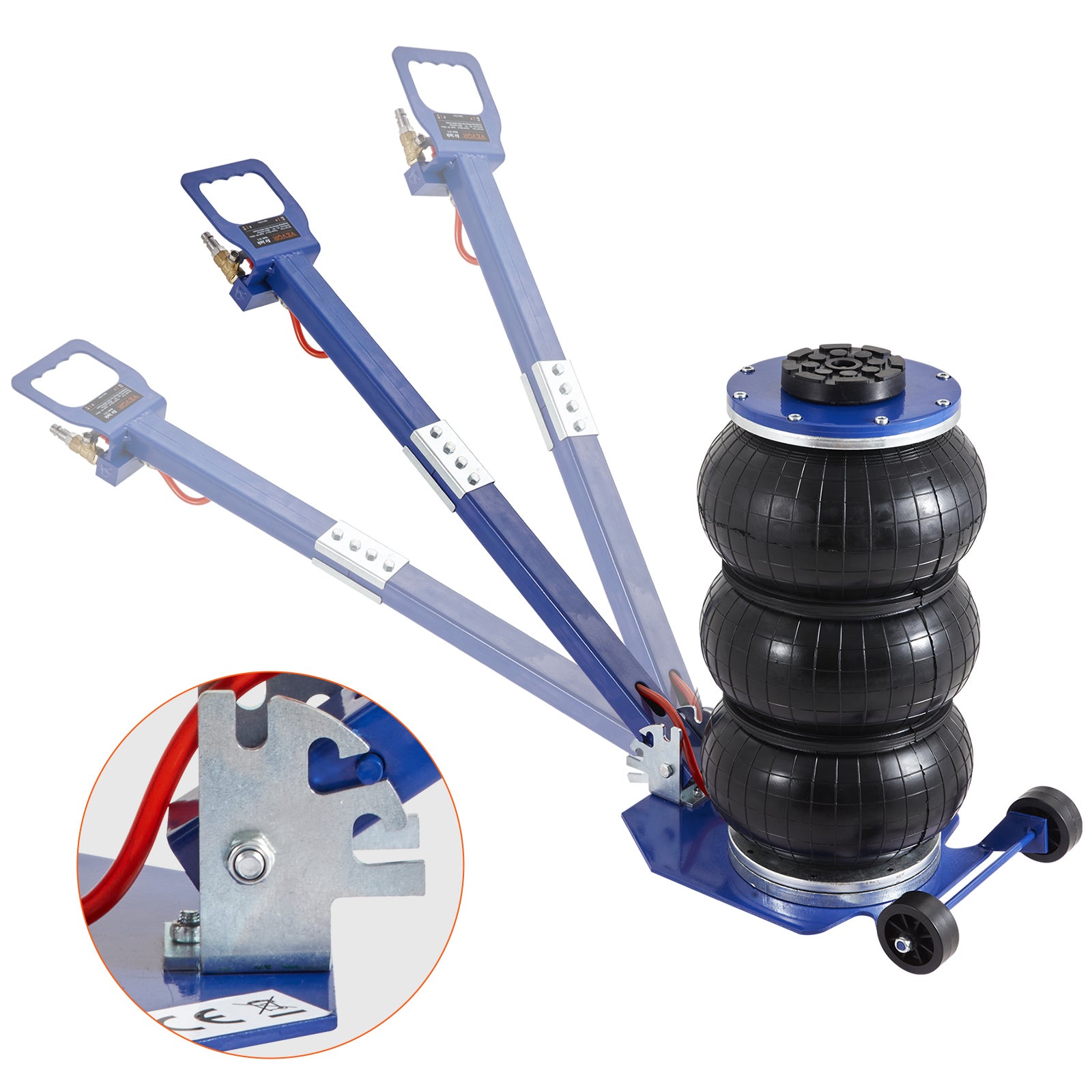 Pneumatyczny podnośnik pneumatyczny 3T Niebieski Potrójny worek Podnośnik powietrzny 140-450 mm Wysokość podnoszenia Worek Podnośnik pneumatyczn VEVOR