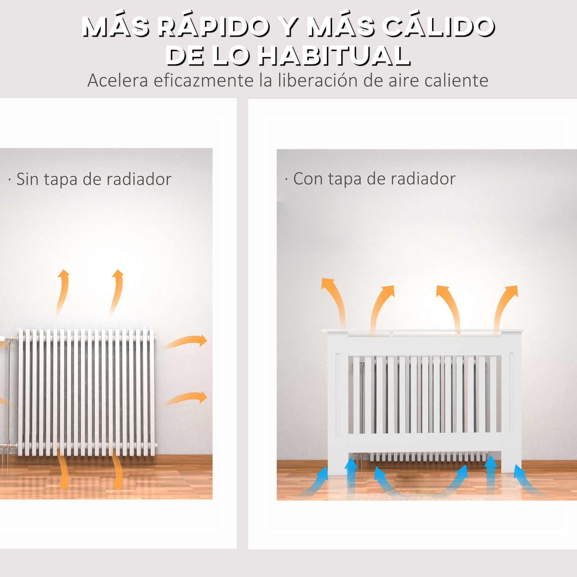 Cubierta de radiador Homcom blanco 112x19x81 cm MDF - 4