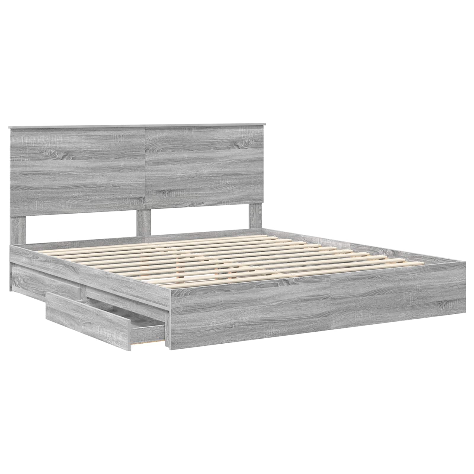 Lit de rangement gris 180 x 200 cm en panneau de bois - 5