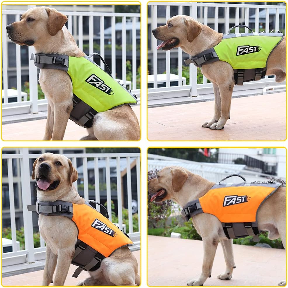 Colete salva-vidas para cães - Colete flutuante ajustável para animais de estimação - Proteção para animais de estimação em piscinas, praias e passe - 4