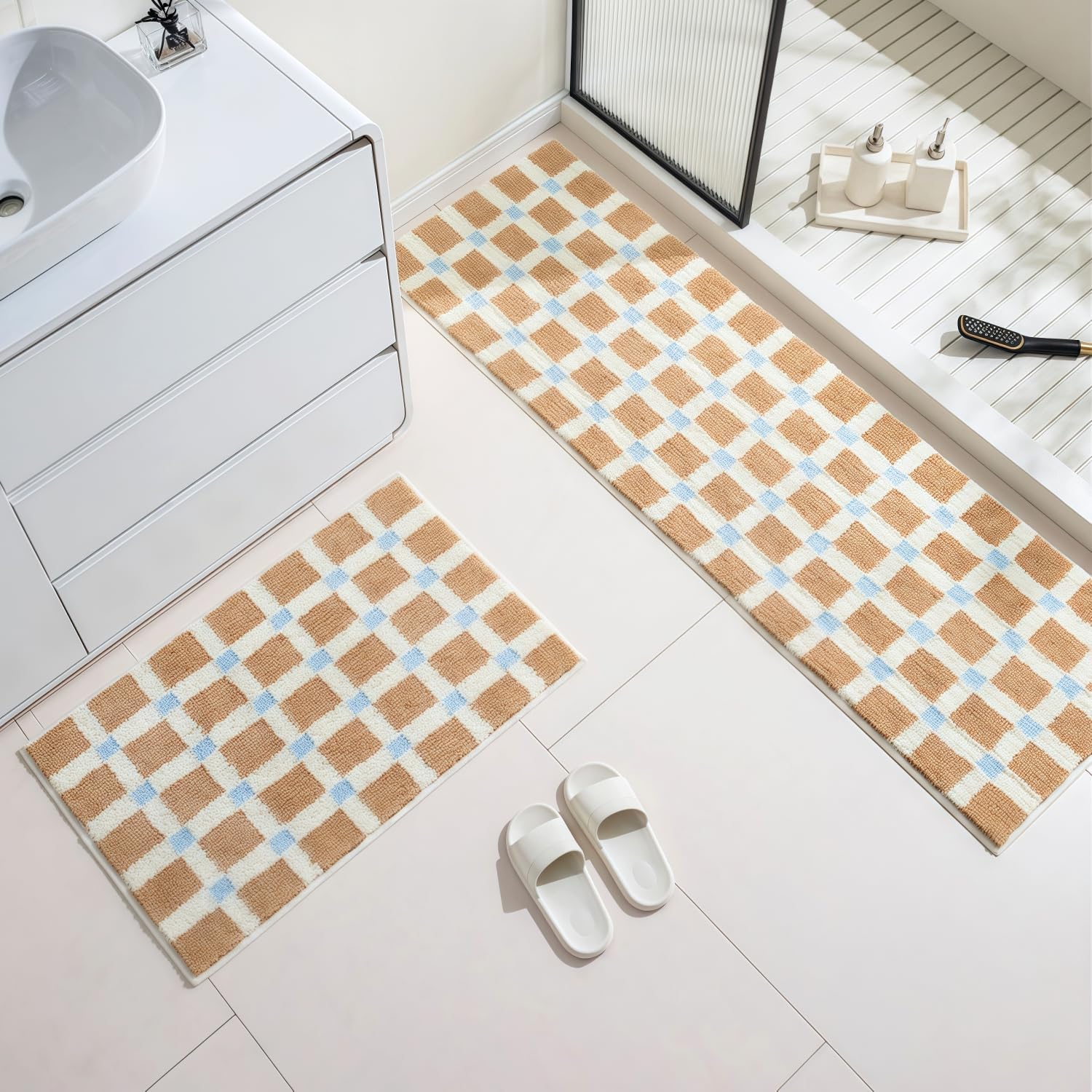 Tapis de chambre 40*120cm, super doux, absorbant, antidérapant, lavable, tapis de sol en peluche, tapis de salle de bain moelleux en microfibre - 6