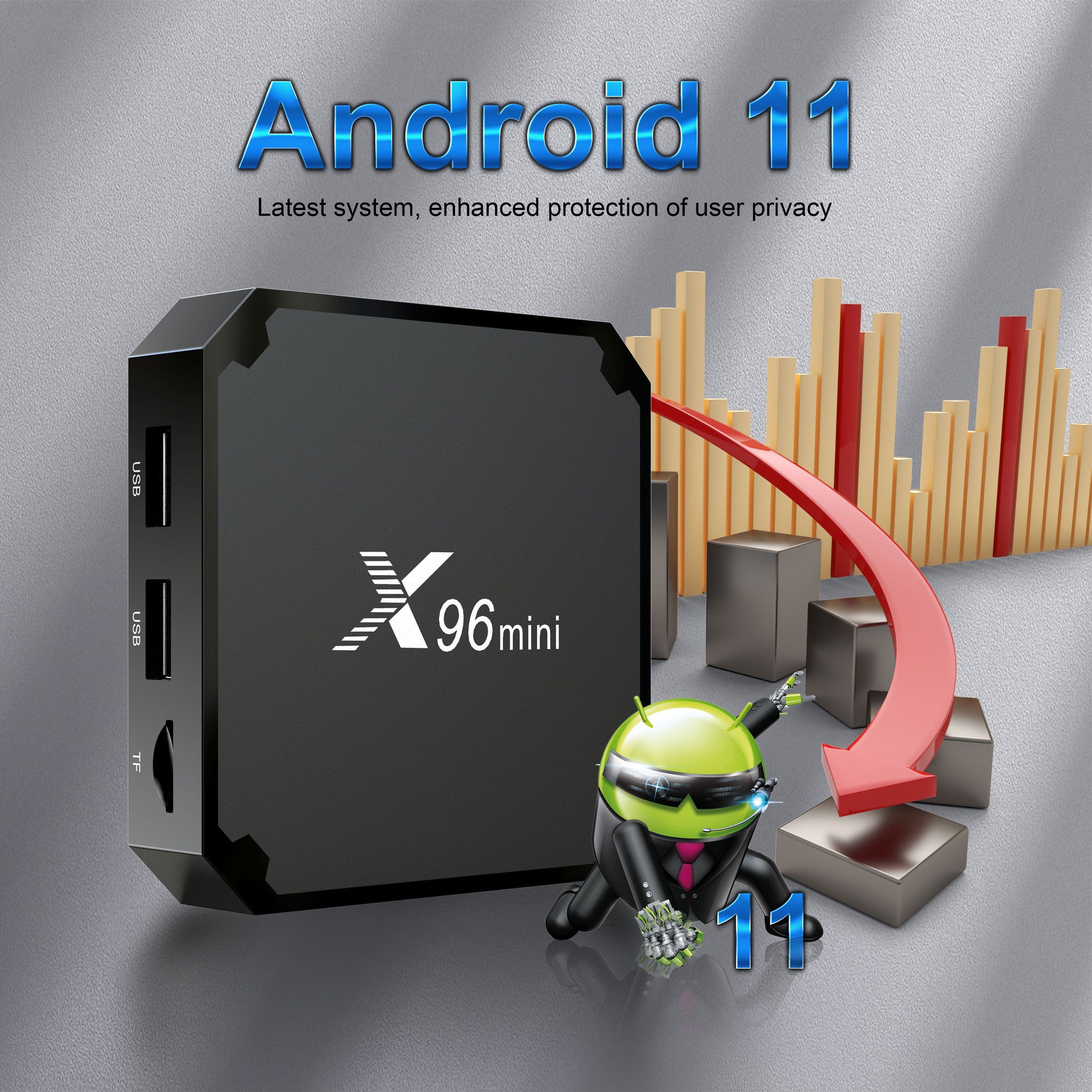 TV Box multimédia - X96 Mini -Android 11 TV Box - 2GB RAM Mémoire étendable - 8