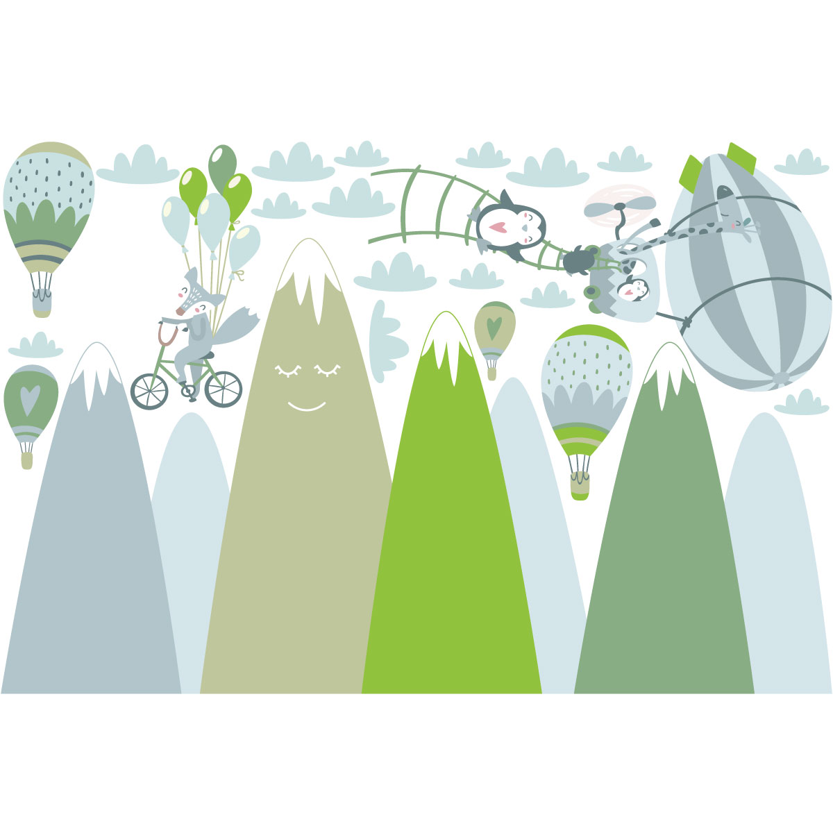 Adesivo montagne scandinave scherzano animali - Sticker adesivo - adesivi murali - 100x150cm - 4