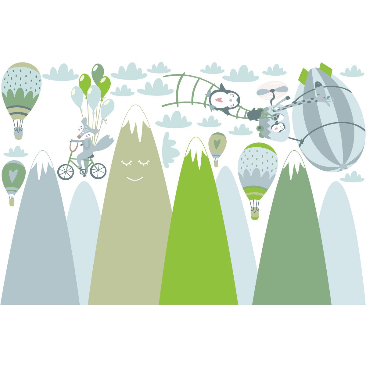 Adesivo montagne scandinave scherzano animali - Sticker adesivo - adesivi murali - 70x105cm - 4