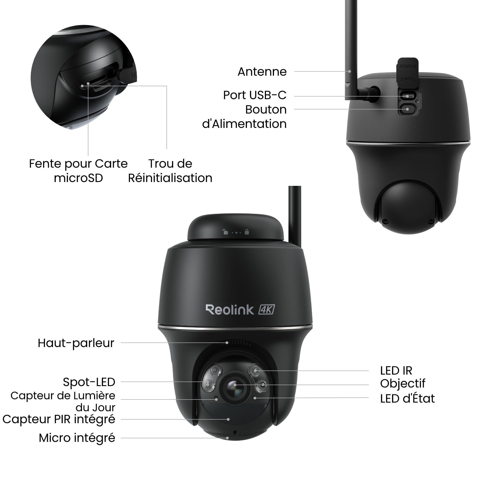 Caméra de surveillance 4K 8MP 2,4/5GHz WiFi batterie PT sans fil, sans Abonnement,+SP, Reolink, Noir - 10