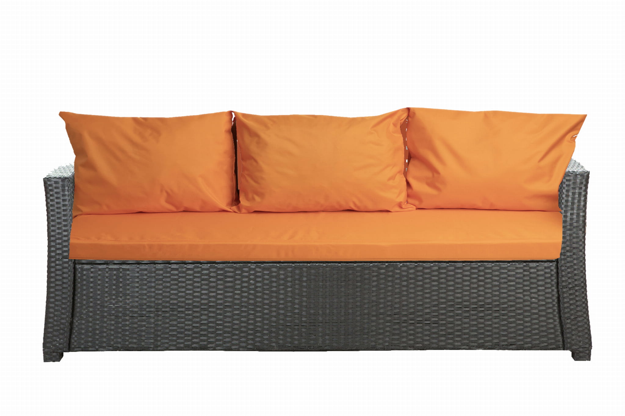 Cojines de jardín para sofá en ratán 168x60x7+3*56x50cm| juego de cojines de jardín| cojines de exterior naranjas| conjunto de cojines de 3 plazas
