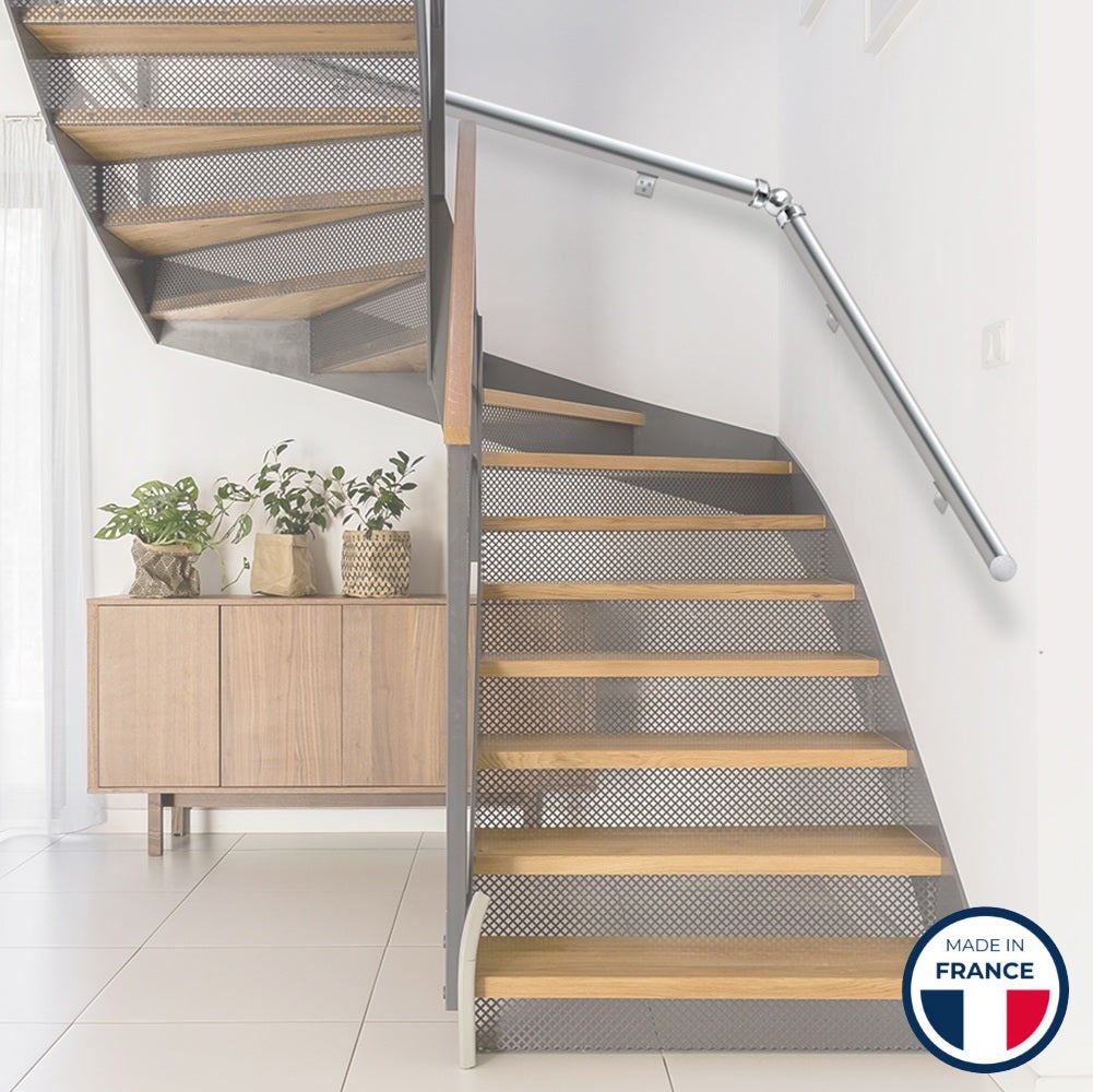 Main courante aluminium 2m + 2 supports, OSLO (rond), en kit - 6