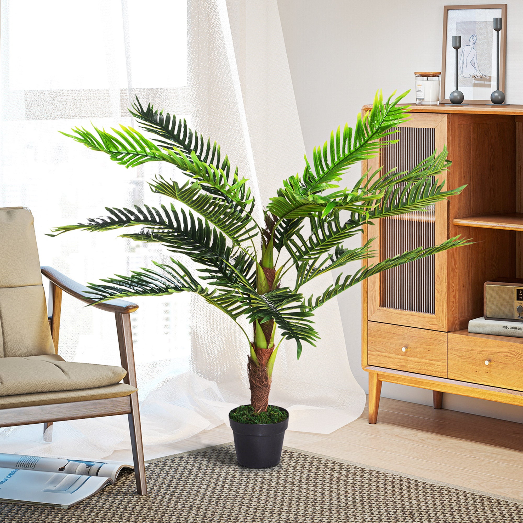 Plante artificielle palmier cycas hauteur 123 cm intérieur extérieur pot inclus décoration maison jardin - 3