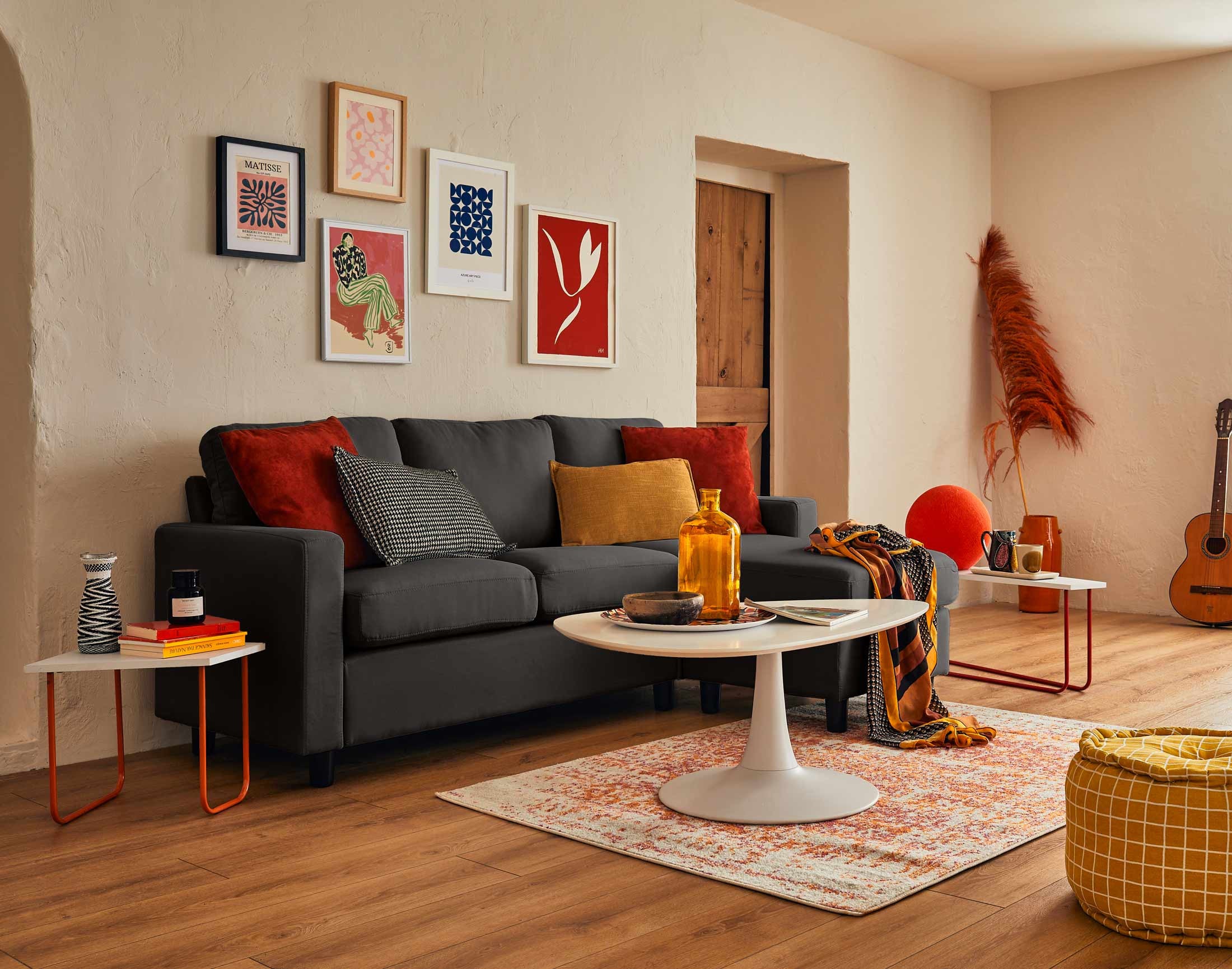 Canapé d'angle réversible 4 places en tissu gris foncé - VIANON - Best Mobilier - 5