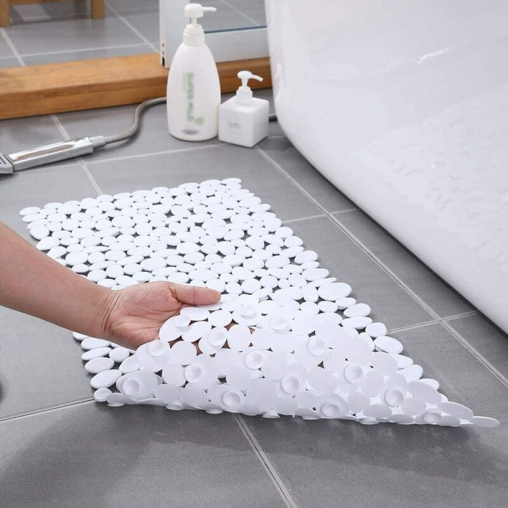 Tappetino Antiscivolo Per Vasca Da Bagno Con Ventose – 40,6x88,9 Cm, Beige, In PVC, Con Fori Di Scarico, Lavabile E Tagliabile