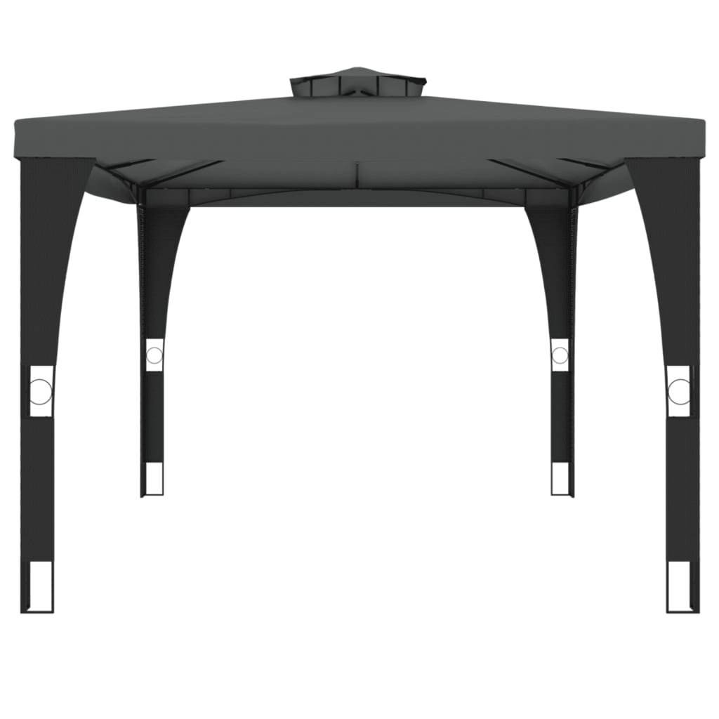 Gazebo com telhado duplo 3,98x2,98 m aço antracite CFW310778 - 4