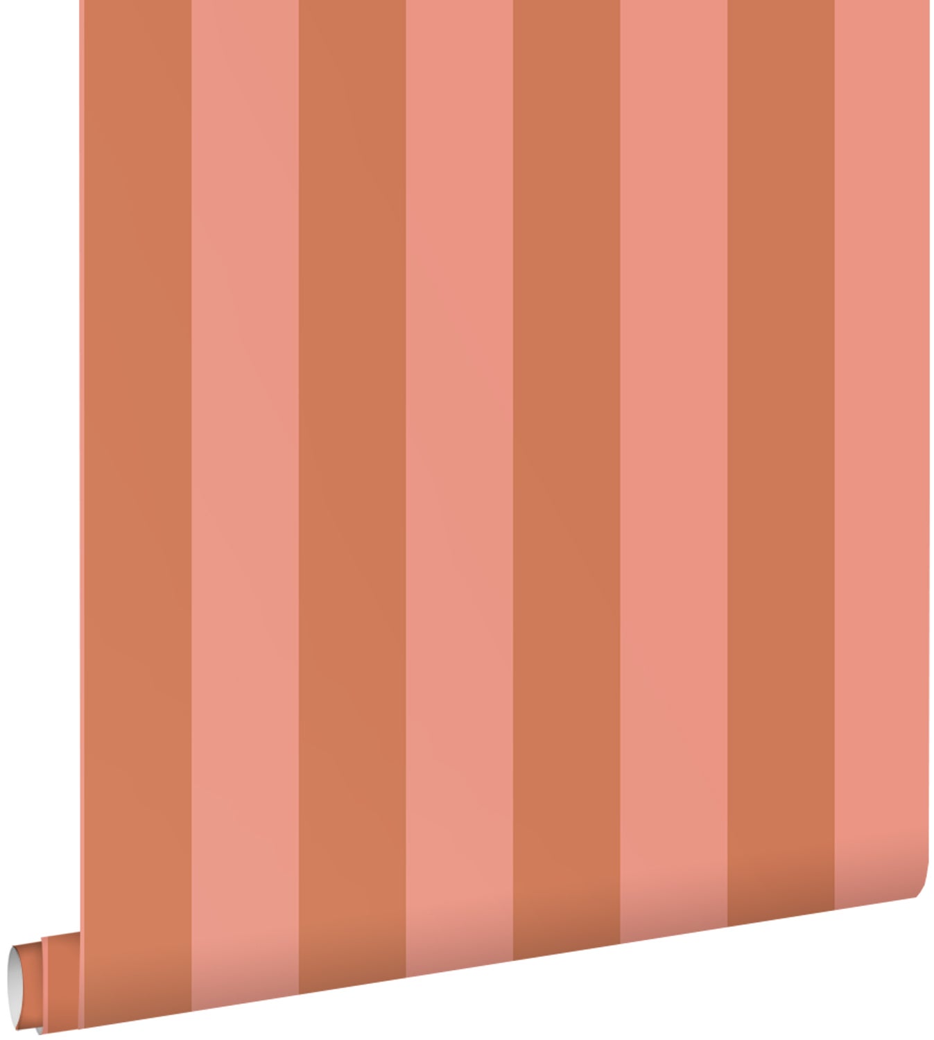 Tapeta paski terakotaIbrzoskwiniowego różu - 53 cm x 10.05 m - ESTAHOME