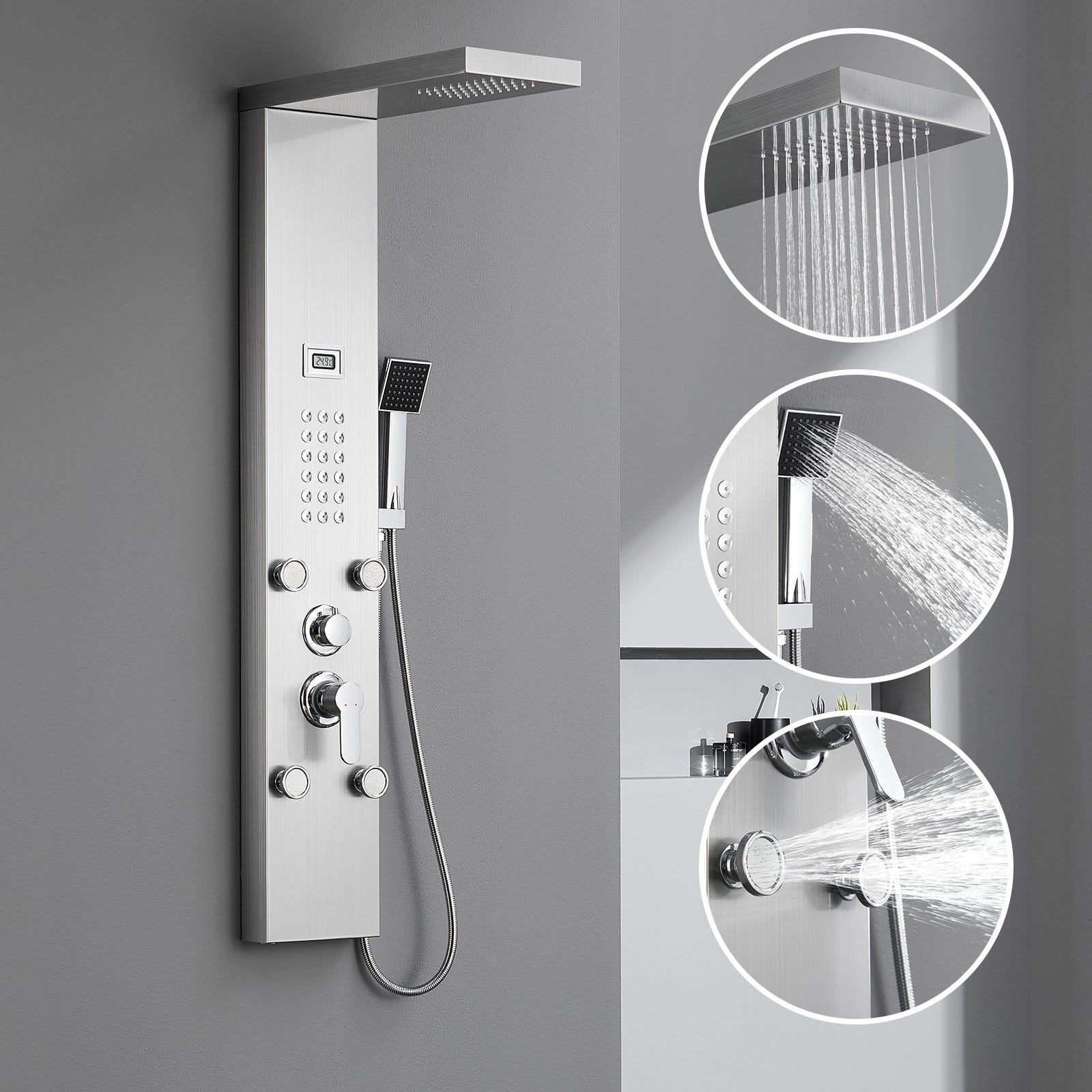 AuraLum Max Colonne Douche Hydromassante Avec LCD cran Affichage auralum-max-colonne-douche-hydromassante-avec-lcd-cran-affichage