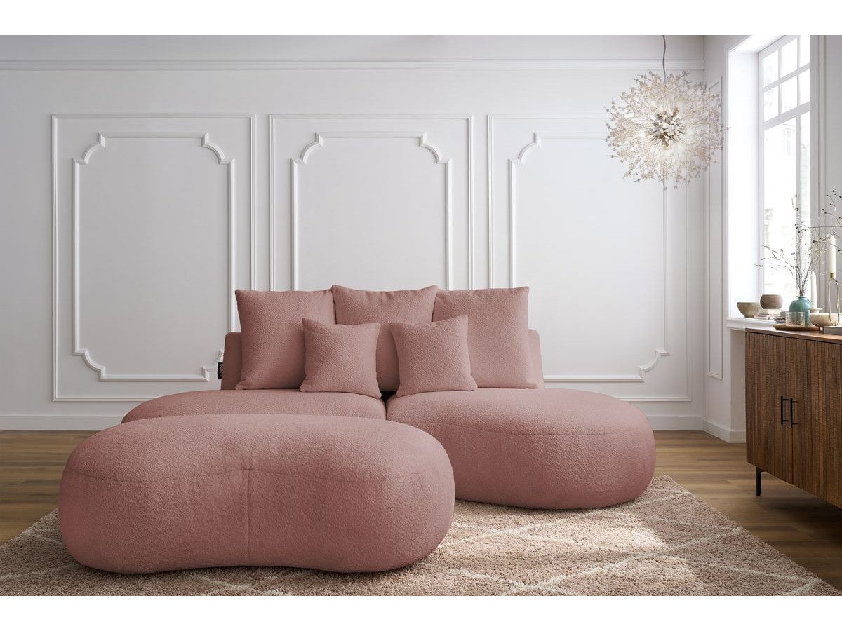 BOBOCHIC Canapé droit fixe 3 places SAINT-GERMAIN tissu bouclette avec pouf Rose - 4