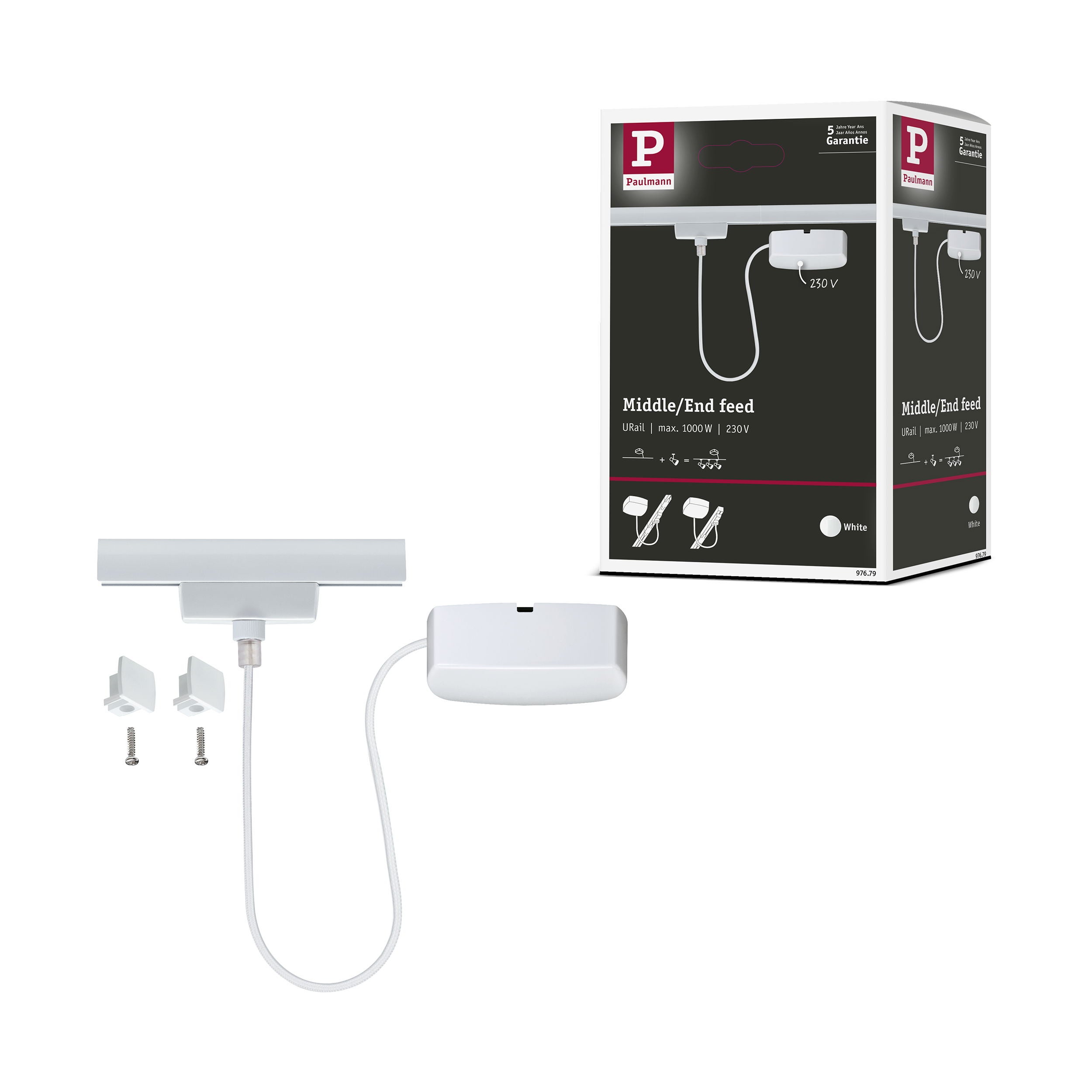 URail Alimentation électrique Câble 1m max. 1000W Blanc