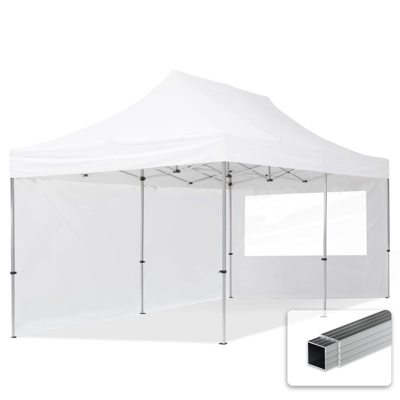 3x6 m Namiot Ekspresowy, ECONOMY Alu 32mm, ze ścianami bocznymi, okna panoramiczne, biały