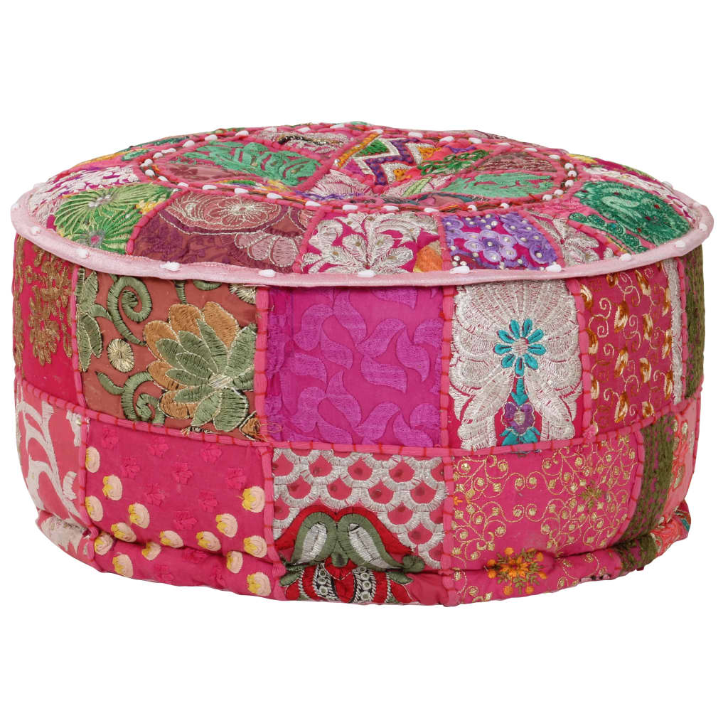 Maison exclusive - puf redondo de pachtwork algodón hecho a mano 40x20 cm rosa