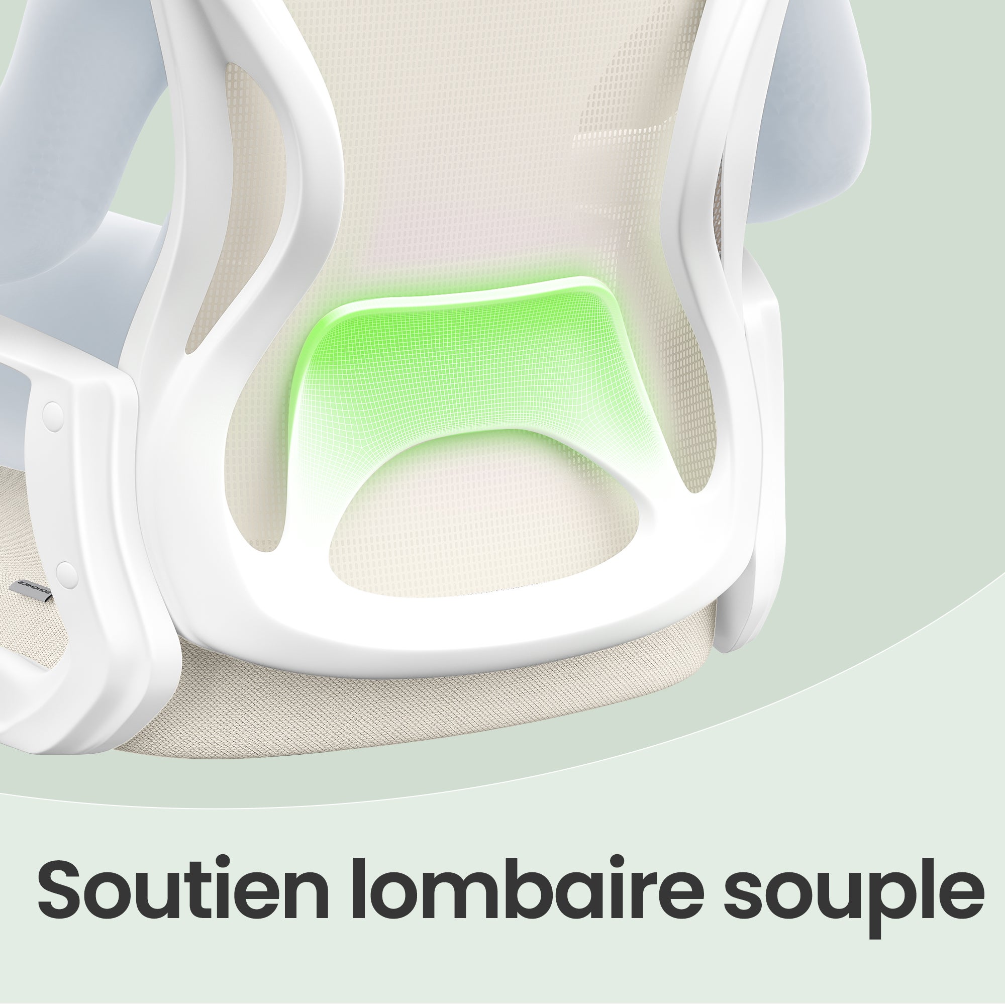 SONGMICS Chaise de Bureau Ergonomique, en Maille, Fonction Bascule, Accoudoirs Rabattables, Beige et Blanc - 6