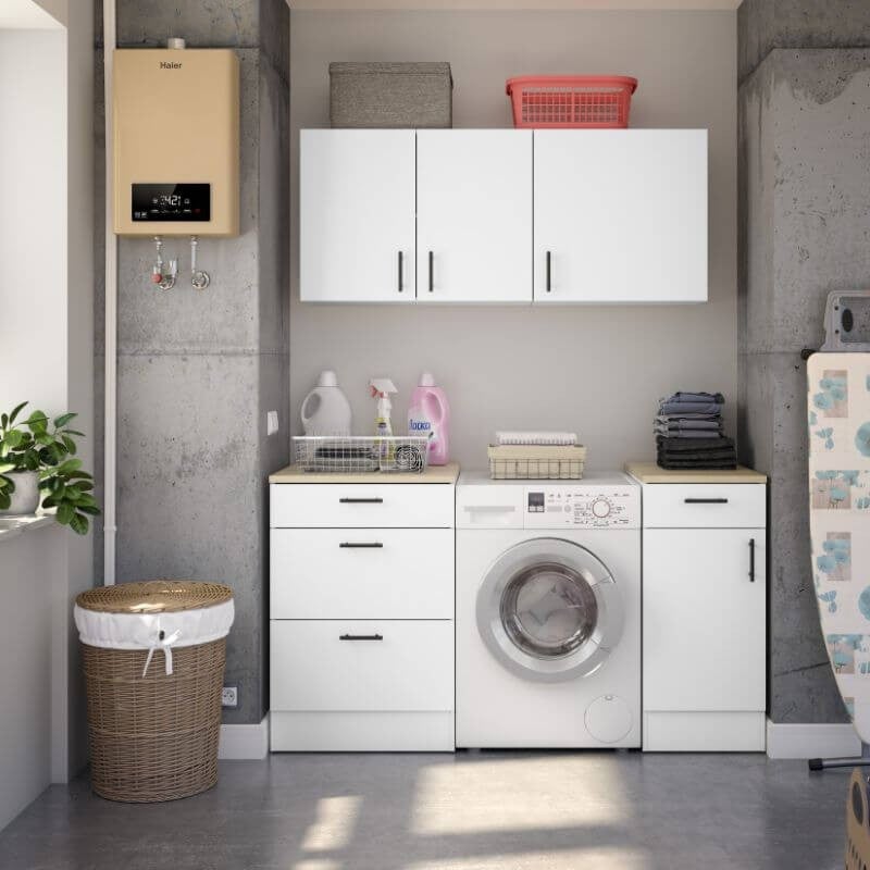 Mobelcenter - Mueble Bajo de Cocina de 40cm, Módulo 1 Puerta Reversible 1 Cajón, Acabado Color Blanco Brillo y Roble Canadian,40cm x 60cm x 90cm(1535) - 9