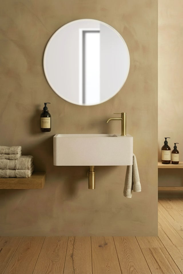 Vasque suspendue 55x23x20 KATE en béton minéral écru chiné BASS