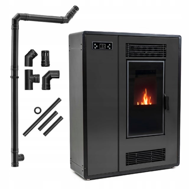 Piec na pellet wolnostojący 11kW kominek EKO koza termostat zestaw Thunder