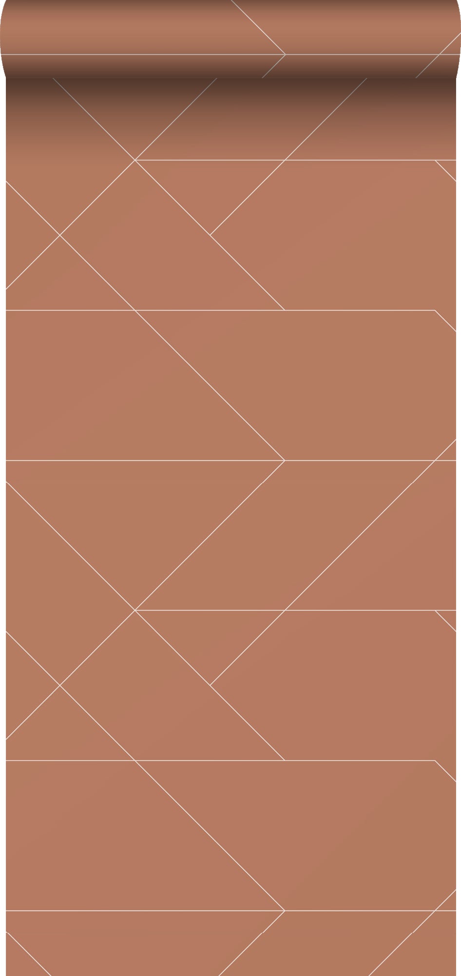 Tapeta linie graficzne terakota - 53 cm x 10.05 m - ESTAHOME